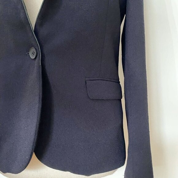 THE KOOPLES NAVY BLACK LEATHER COLLAR SINGLE BREASTED BLAZER - 4 - Picture 6 of 10